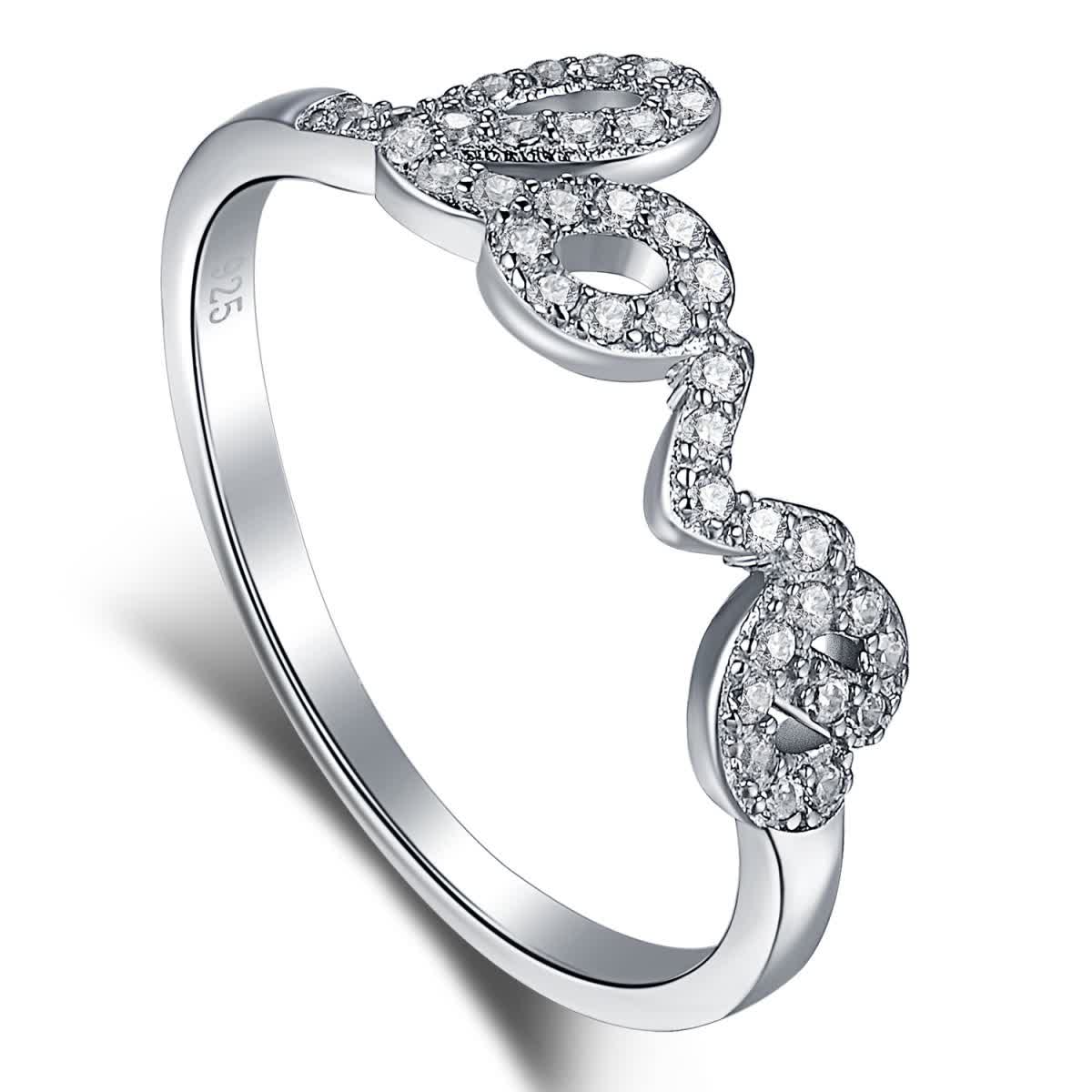 

GemKing NE120275 love shape 925 sterling silver rings jewelry women crystal ring clear ring
