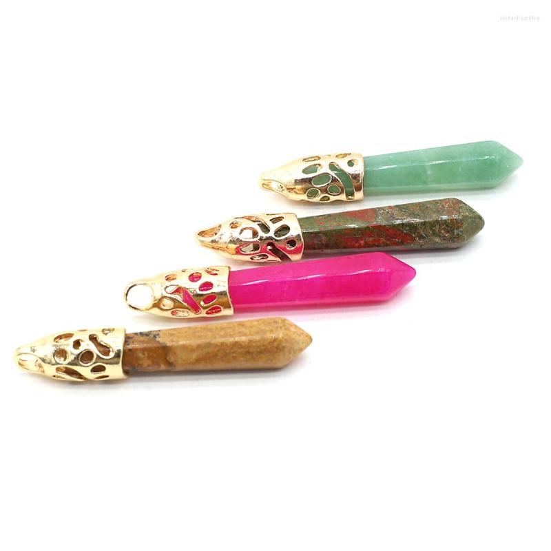

Pendant Necklaces Natural Stone Hexagonal Pointed Shape Crystal Quartz Agate Accessories For Jewelry Making Necklace Bracelet
