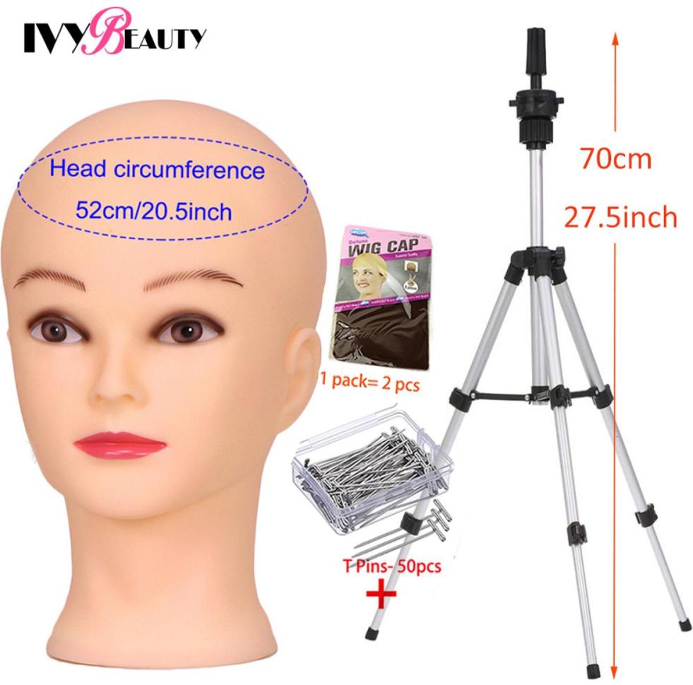 

Wig Stand Bald Mannequin Head With Tripod Silver For s 70Cm Adjustable Making Kits 2212073557161