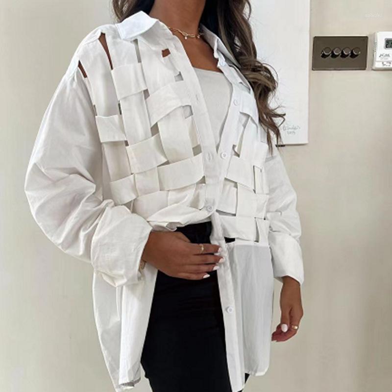 

Women' Blouses Sexy Hollow Out Camisas Minimalist Temperament Blusas Mujer De Moda 2023 White Shirts For Women Y2k Tops Casual Shirt
