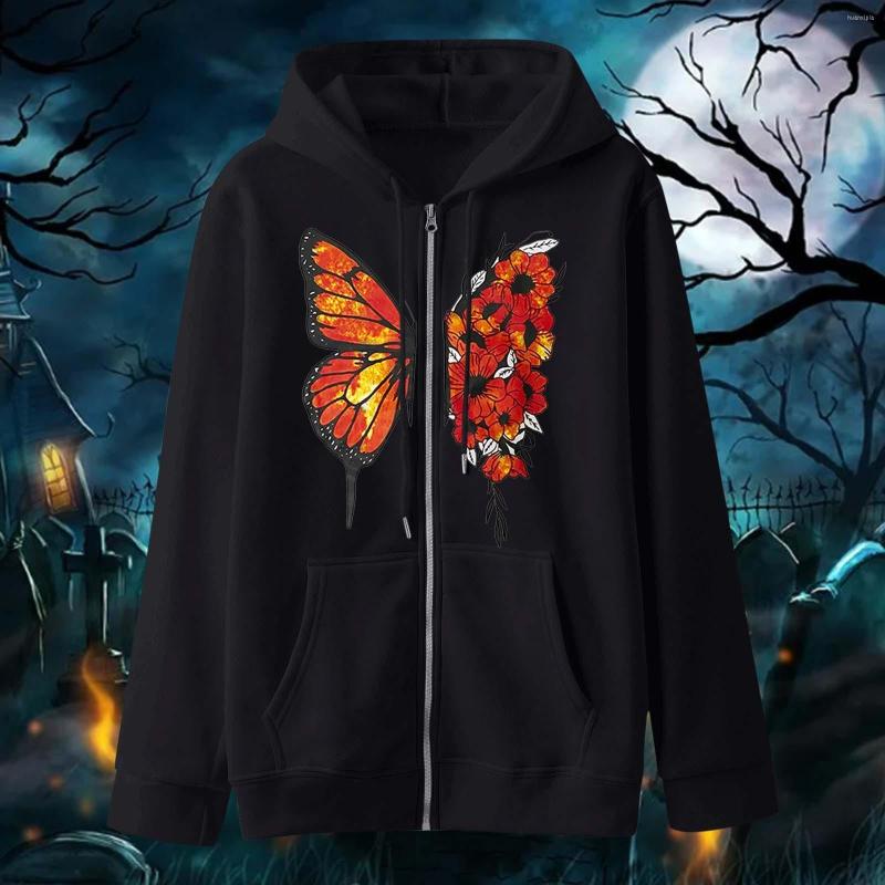 

Women' Hoodies Black Long Sleeve Sweatshirt Womens Hoodless Gothic Style Loose Full Zip Round Neck Fall Sweatshirts, White