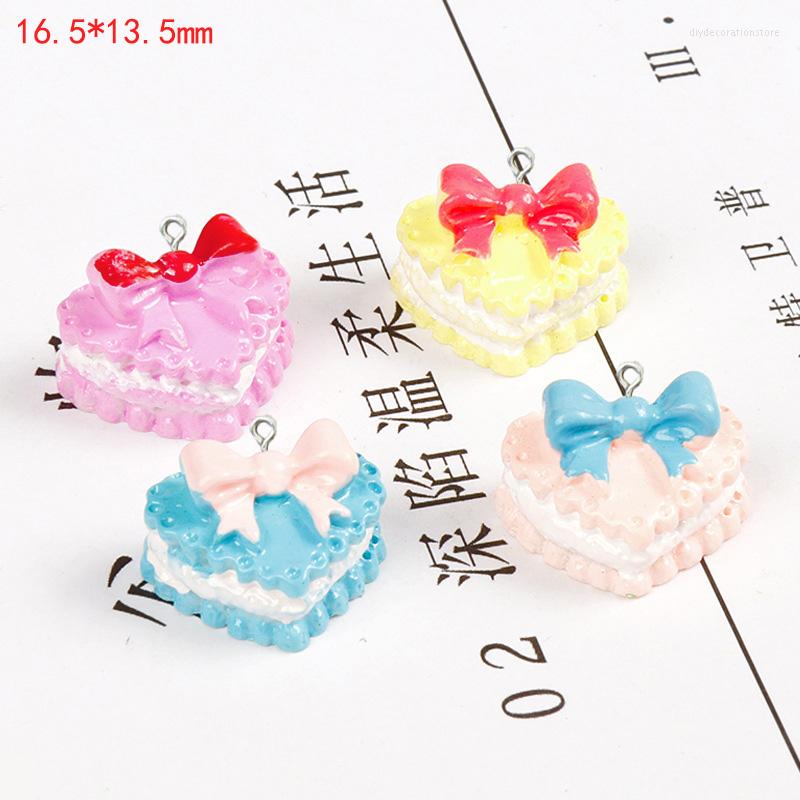 

Charms 10Pcs Cute Bow Heart Cake Resin Pendants For Bracelets Necklace Earrings Jewelry Making Kawaii Flat Back Cabochon