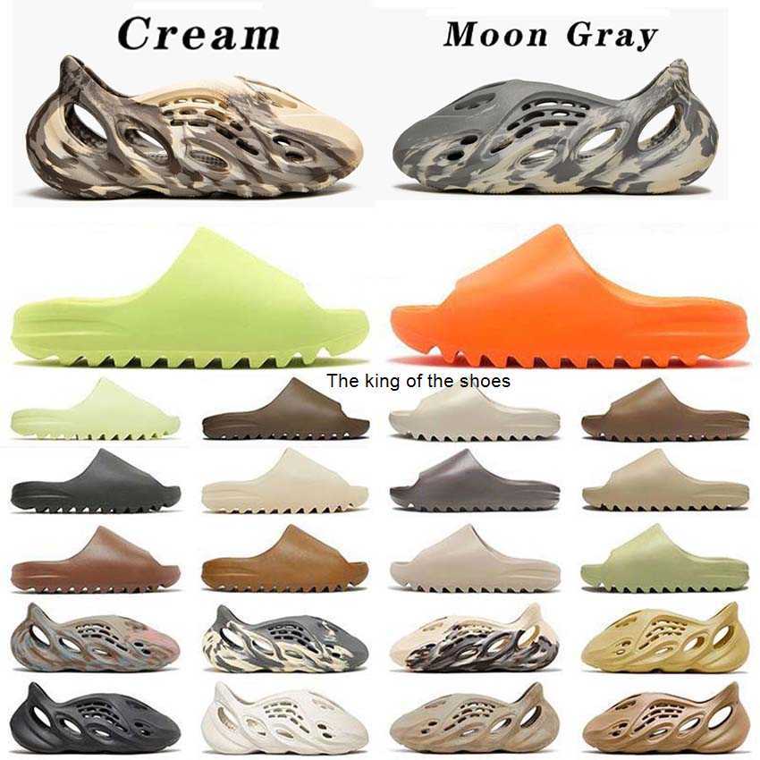

023 Yeezzys Shoes Yeezzy Slide Slippers Foam Runner Designer Slipper Men Women Sandals Shipped Triple Black White Resin Pattern Slippers Mens