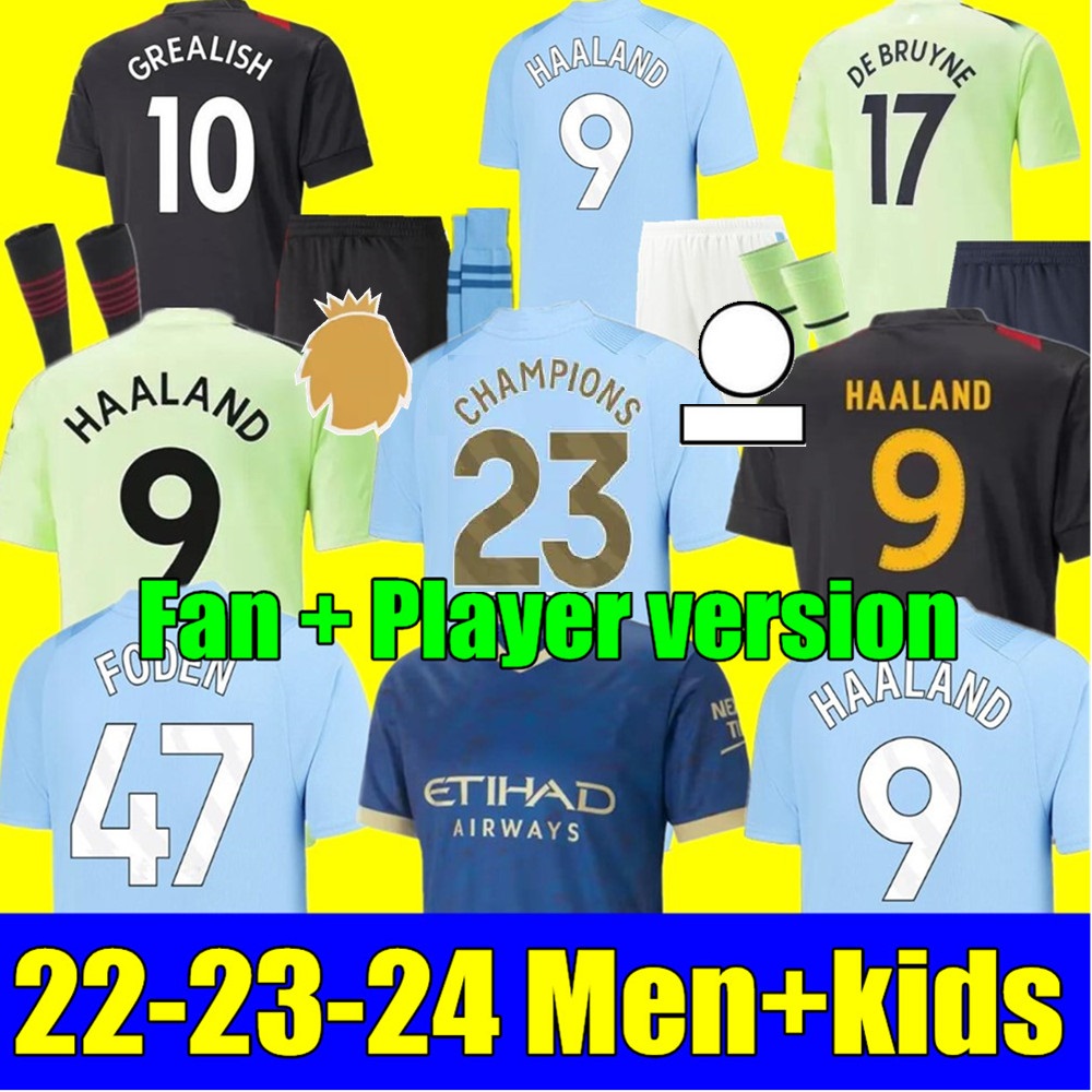 

HAALAND soccer jersey 23 24 DE BRUYNE MANS CITIES GREALISH MAHREZ FODEN 2023 2024 football shirt uniforms Men kids kit sets ALVAREZ FANS player Special MANCHESTERS, 22/23 adult 3rd