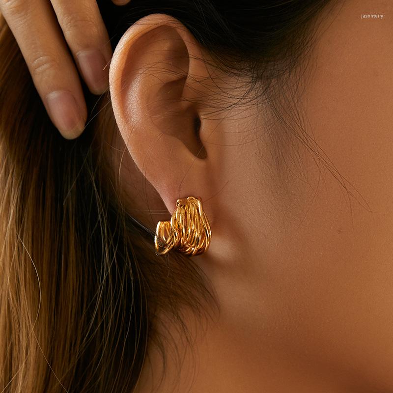 

Stud Earrings CRMYA Gold-plated French Irregular For Women Anti Allergic Silver Needle Trendy Geometric 2023 Jewelry