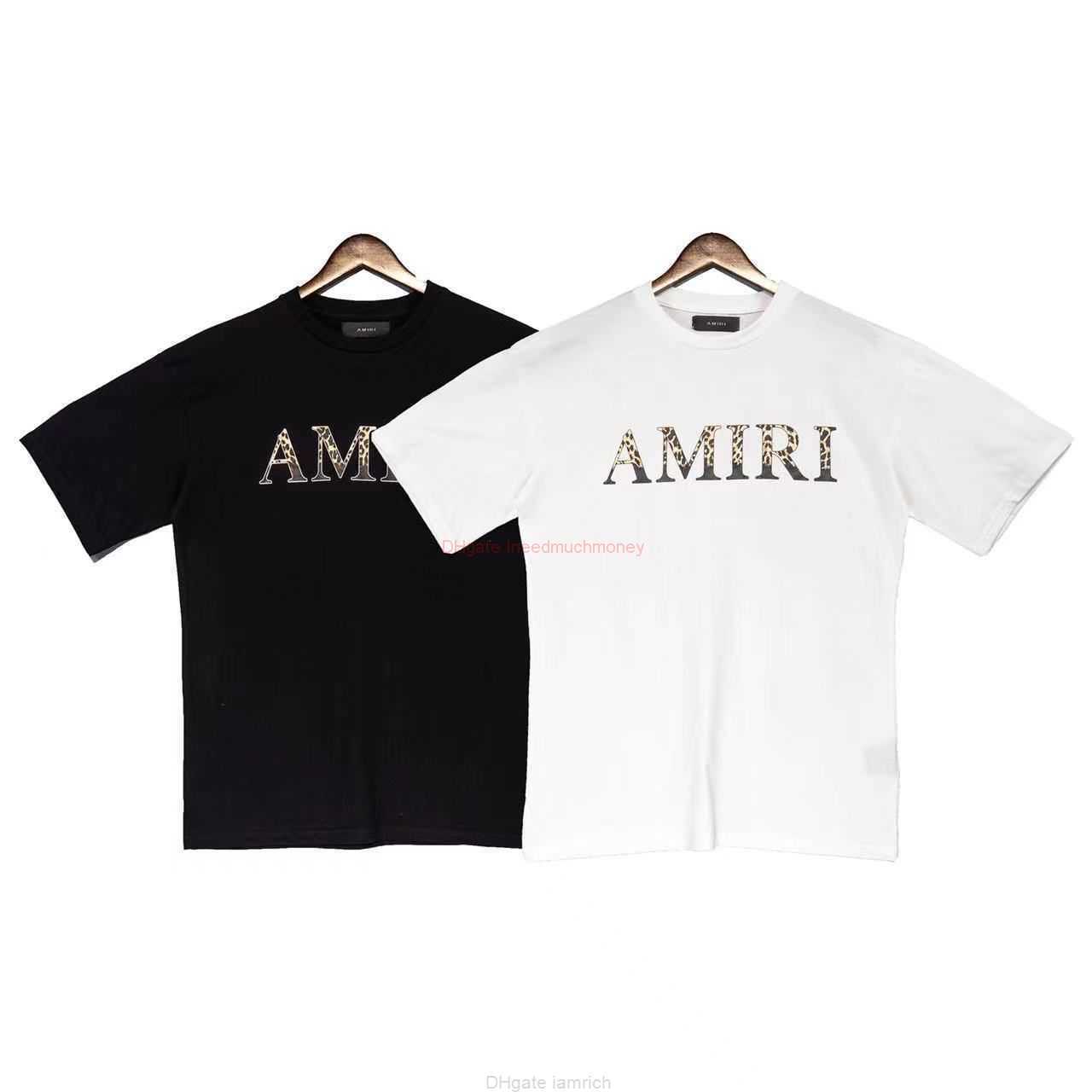 

Designer Fashion Clothing Amires Tees Am Tshirt High Version 2022 Summer New Fashion Brand Amies Basic Leopard Letter Printed Mens Womens Short Sleeve Tshirt Luxury, White
