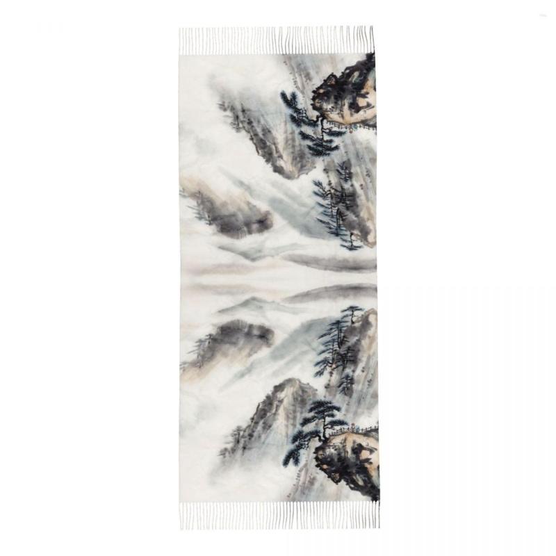 

Scarves Oriental Chinese Ink Painting Women Scarf Winter Shawl And Wrap Bandana Tassel Female