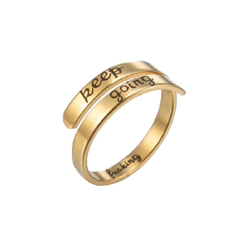 

10pcs Simple Keep Going Band Ring Letter Finger Ring Jewelry Gift Circlet Betrothal Ring Stainless Steel Jewelry Gift for Anniversary