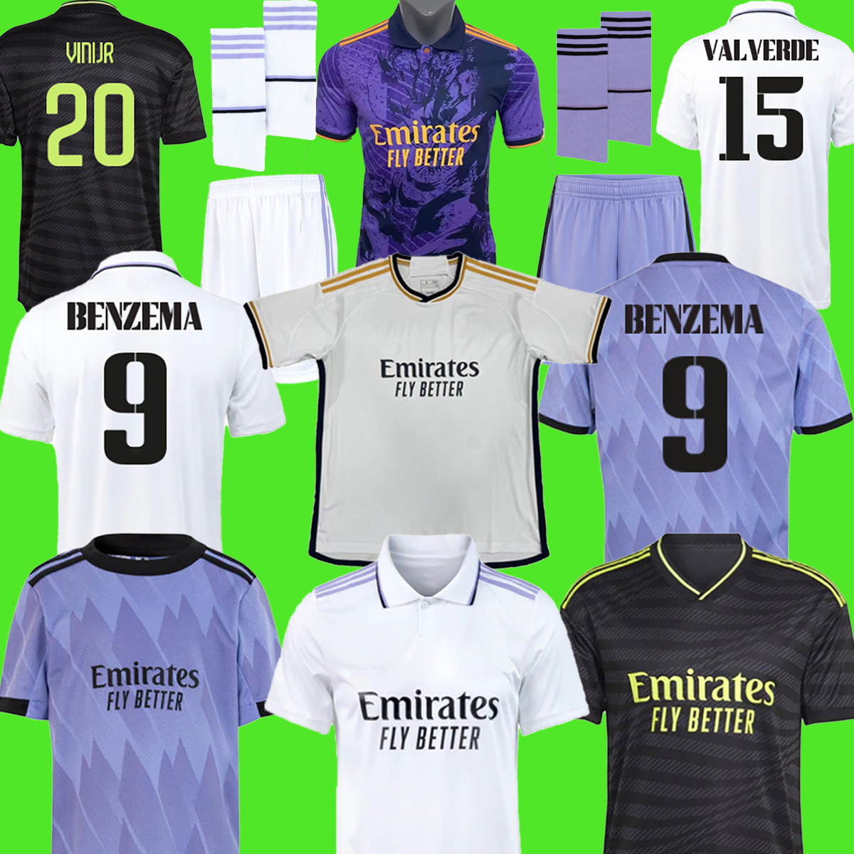 

22 23 24 BENZEMA Finals Soccer Jerseys Finals VINI JR CAMAVINGA TCHOUAMENI 2023 2024 real madrid football shirt men kids kit, 22-23 kids home