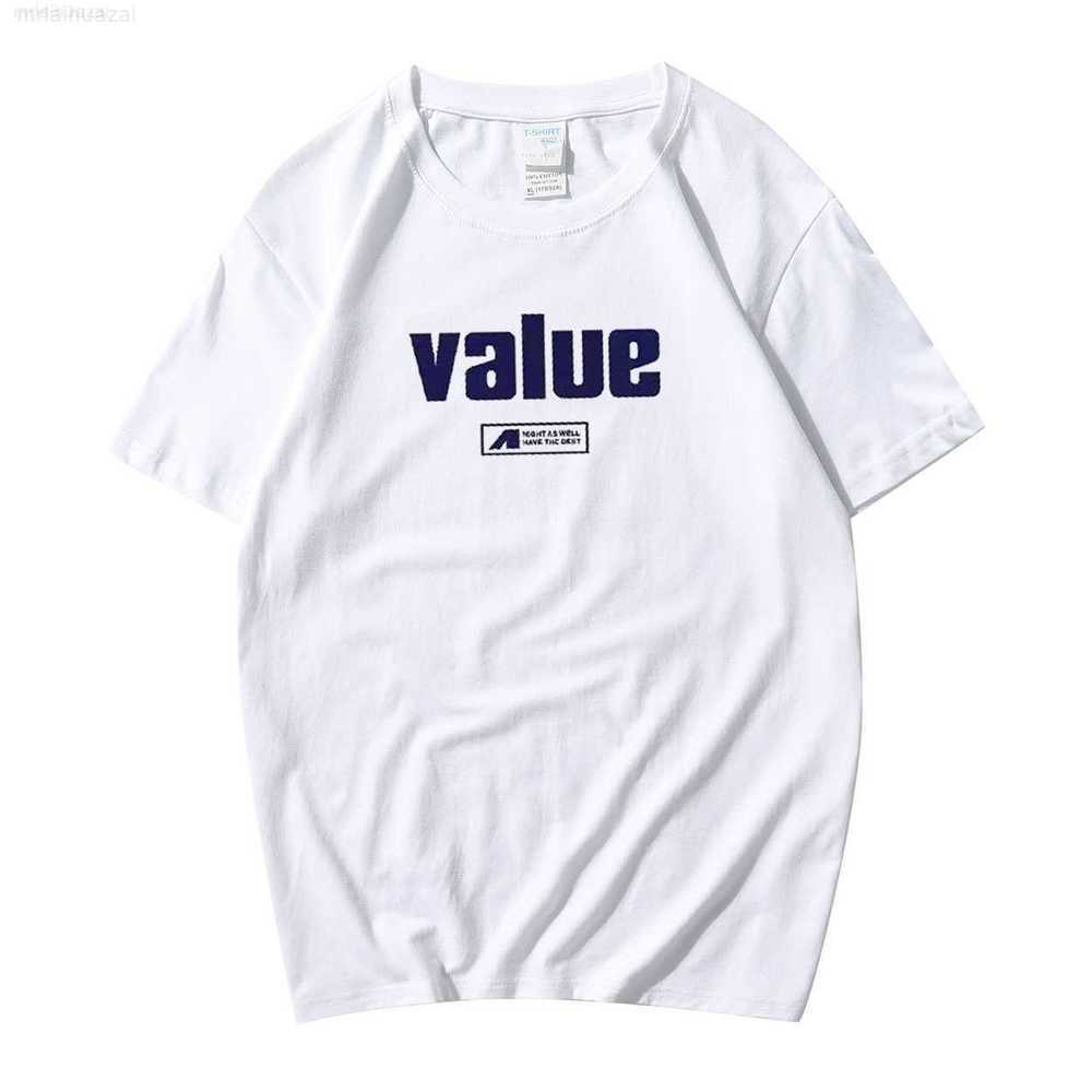 

Combed Cotton Men' Short Sleeve T-shirt 180g Pure Loose Watermark 2023 New Fashion Printing for Menl, Combed cotton - value blue letter
