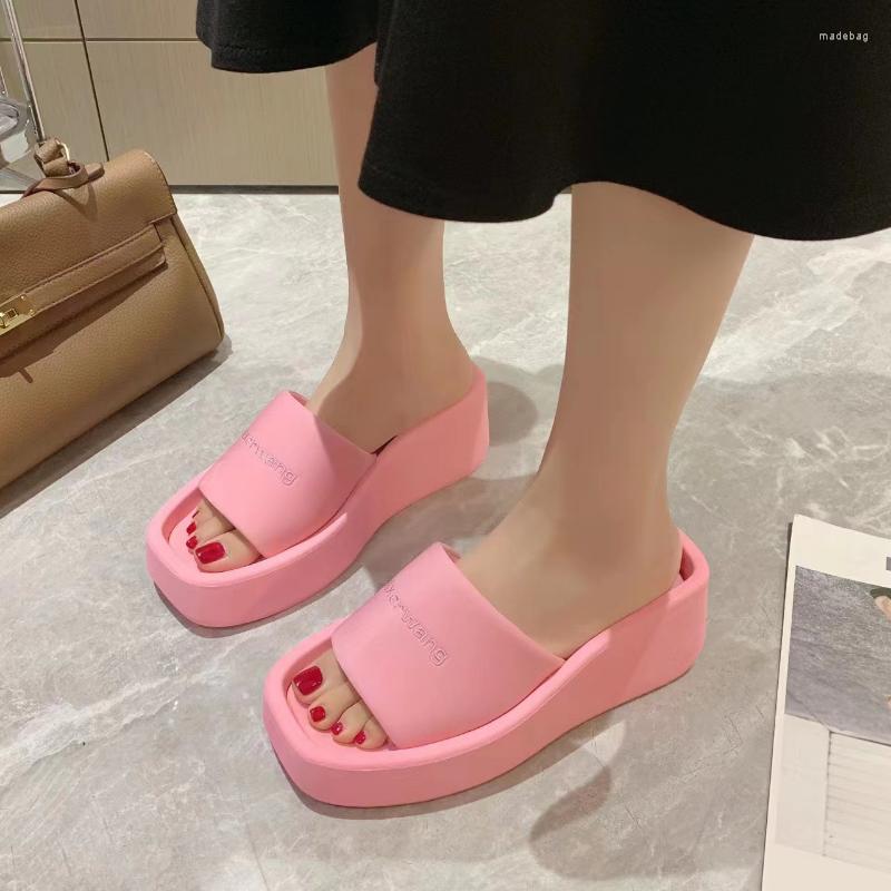 

Slippers 2023 Women High Heels Platform Ladies Fashion Outdoor Shoes Female Footwear Summer Slides Beach Sandals, Black