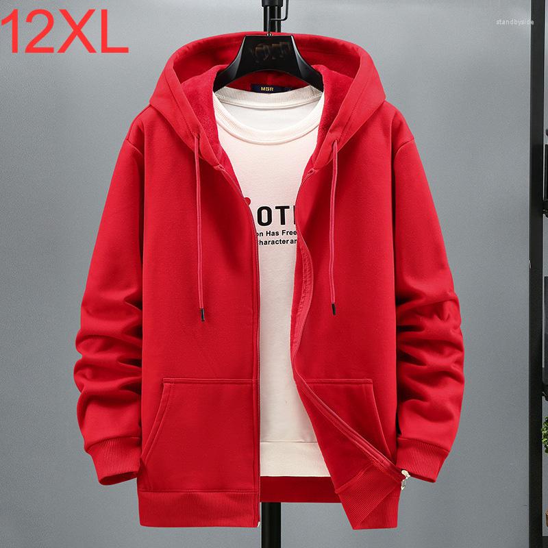 

Men's Hoodies Plus Size 10XL 12XL Hoodie Men Autumn Winter Fleece Solid Color Jacket Big 7XL 8XL Blue Black Red Grey