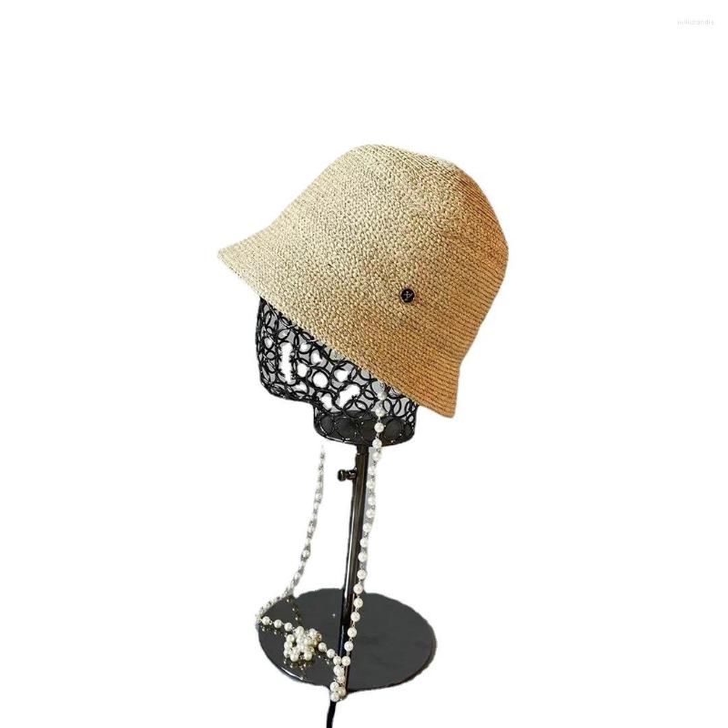 

Wide Brim Hats 2023 Fashion Raffia Pearl Bucket Bag Women Outdoor Sun Hat, 083-1