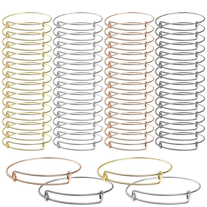 

Bangle 60 Pcs Expandable Bangle Bracelets Adjustable Wire Bracelets Blank Bangles for DIY Jewelry Making