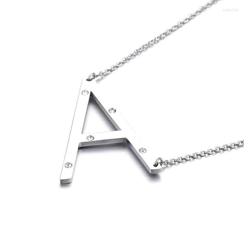 

Pendant Necklaces Female Fashion Letter Necklace Alphabet Silver Color Stainless Steel Choker For Women Zirconia Jewelry