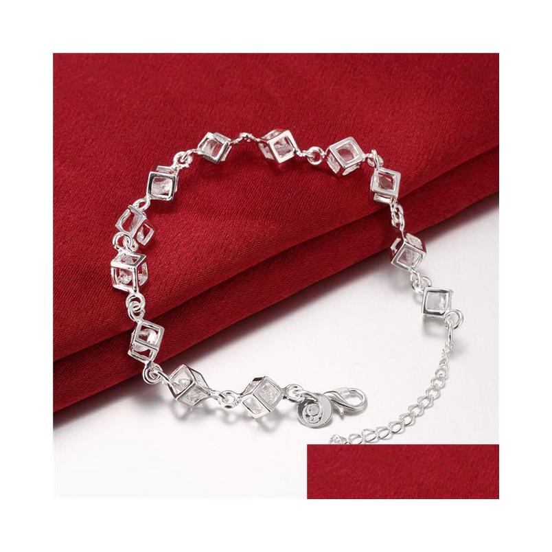 

Charm Bracelets Womens Sterling Sier Plated White Stone Checkered Bracelet Gssb241 Fashion 925 Plate Jewelry Drop Delivery Dhb2L