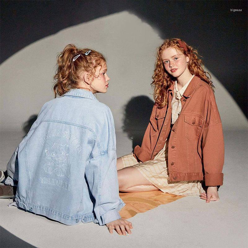

Women' Jackets Ins Embroidery Denim Jacket Female Student Spring And Autumn Korean Loose Versatile Long Sleeve Fashion, Caramel