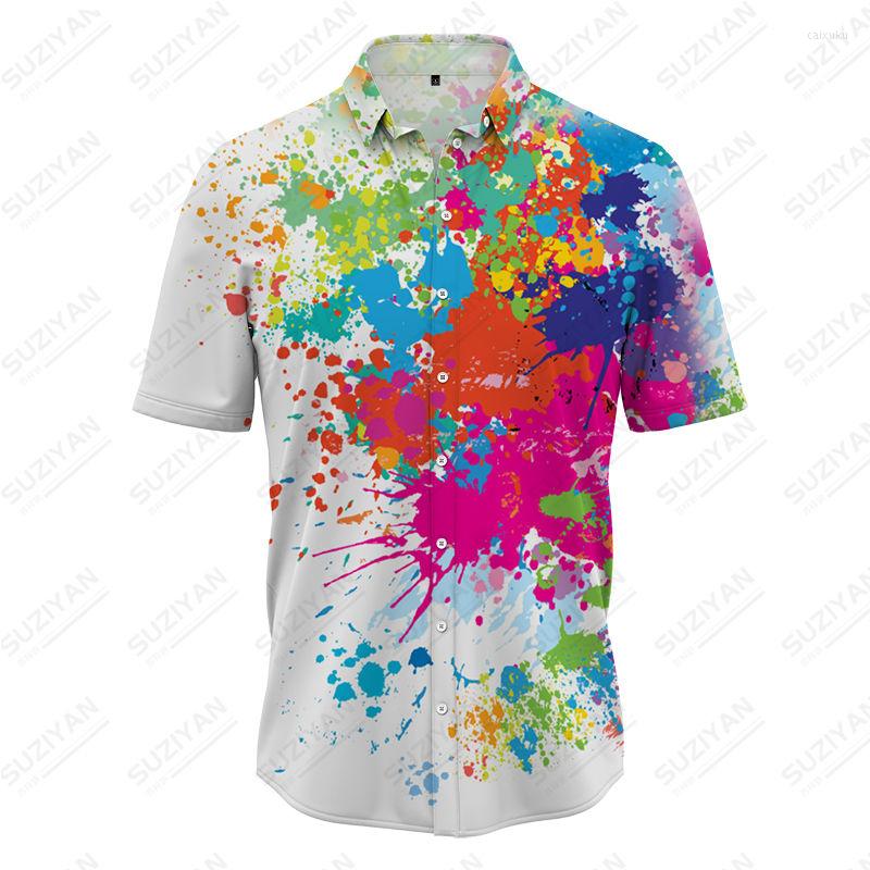 

Men's Casual Shirts Summer Fashion Men's Short Sleeve Shirt Fragmented Flower Colorful Print Loose Plus Size Holiday Beach Hawaiian, Pm1121fd