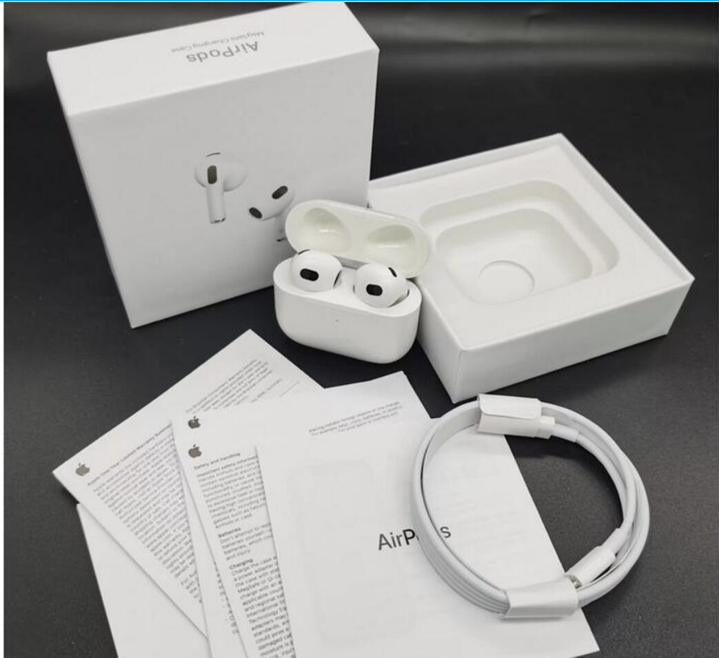 

Original 1:1 High quality New Apple Airpods 3 AirPods Pro Air Pod gen 1 2 3 Wirless Earphones ANC GPS Wireless Charging Bluetooth Headphones In-Ear AP3, White