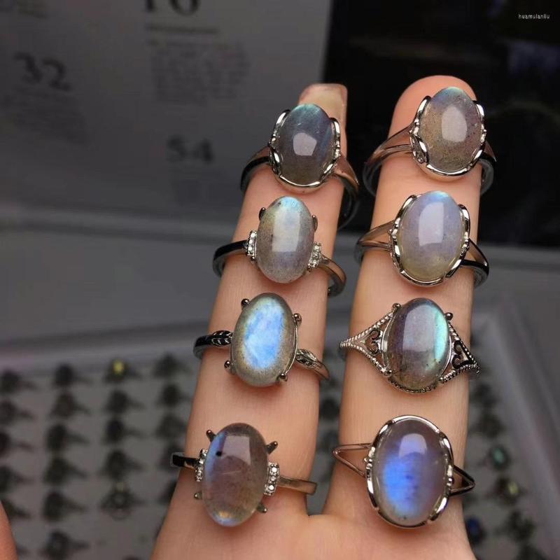 

Cluster Rings Natural Gray Labradorite/moonstone Ring Women's Exquisite Party Birthday Anniversary Jewelry Gift