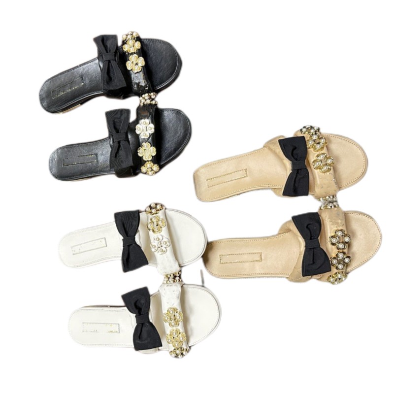 

High quality leather summer beach slippers luxury sandals fashion soft leather flip-flops designer women sandals flat lady slippers large size e35-41, Black