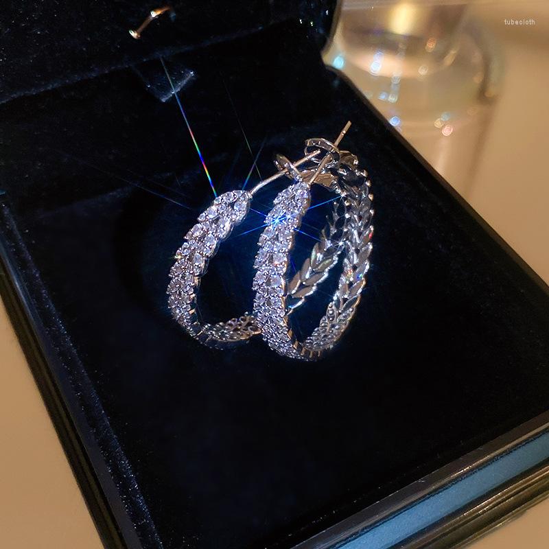 

Dangle Earrings Korea Fashion Jewelry Exquisite Luxury Zircon Wheat Ear Leaves Elegant Women's Party