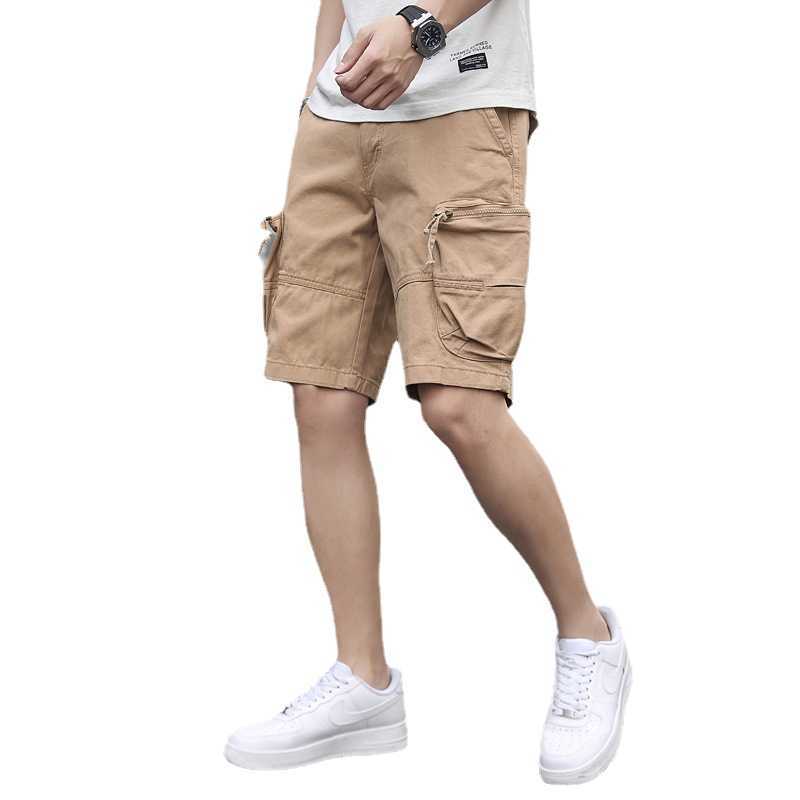 

Men's Shorts Summer Men Shorts Casual Work Shorts Loose Breathable Solid Color Multi Pocket Elastic Belt Lacing Work Shorts AA230524, Army green