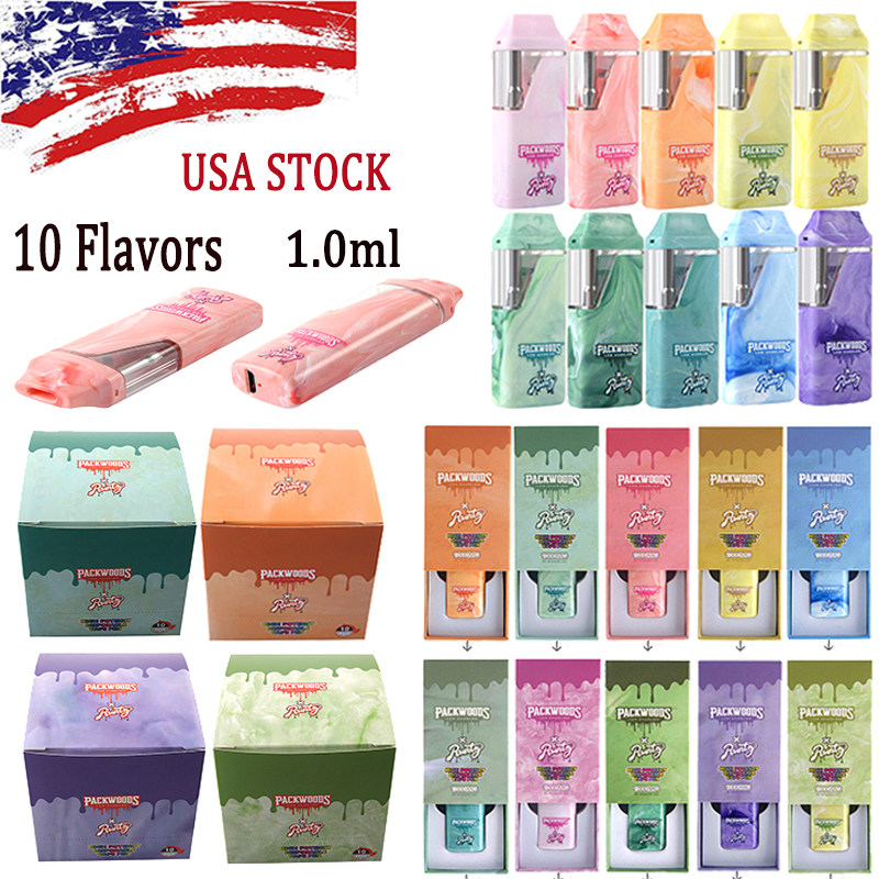 

USA STOCK 1000MG Disposable E Cigarettes Rechargeable Vape Pens Packwoods X Runty 1.0ml Empty Disposable 380mah Battery Device 10 Flavors