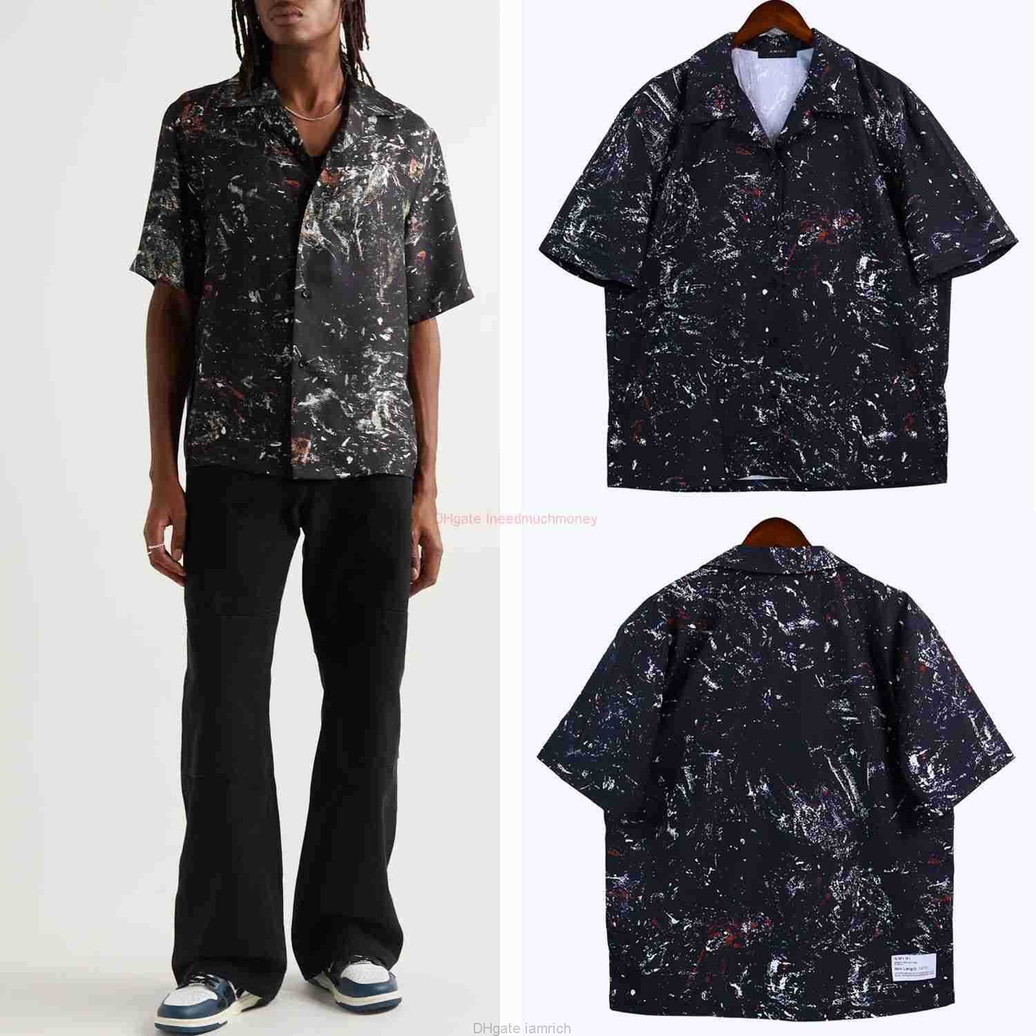 

Designer Fashion Clothing Amires Tees Am Tshirt Amies 2023 Early Spring New Collection Mens Personalized Printed Short Sleeve Shirts Luxury Casual Tops Mens Cotton, Black