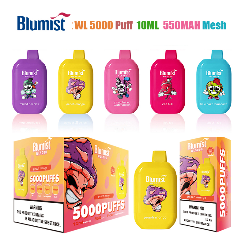 

Blumist WL5000 Puff 5000 Vapes Disposable E-cigarettes Vapes 10ML Prefilled 650Mah Rechargeable Battery Mesh Coil Vapes Box