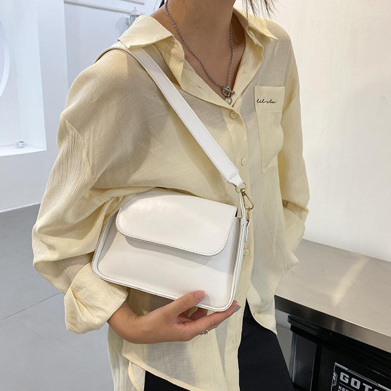 

Evening Bags Chic Simple Small Flap Shoulder For Women Solid Color Pu Leather Handbag Clutch Lady Crossbody Purse Messenger Bag, Black-1