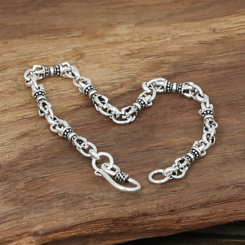 

Link Chain Bracelets Solid 925 Sterling Silver bracelet Vintage Handmade designer Mens Fashion Jewelry Accessories Gift