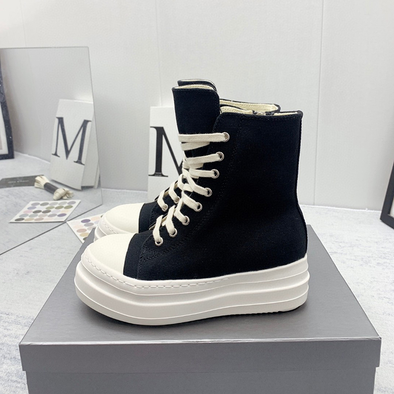 

Luxury designer mens shoes short boots high top couples canvas leather stitching womens shoes milk scented soles increased casual and versatile sports shoes 48 +box