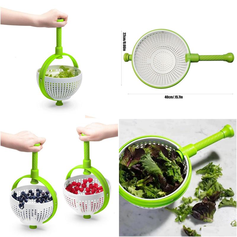 colanders strainers collapsible salad spinner vegetable fruit drainer nonscratch spinning colander rotate water basket kitchen strainer