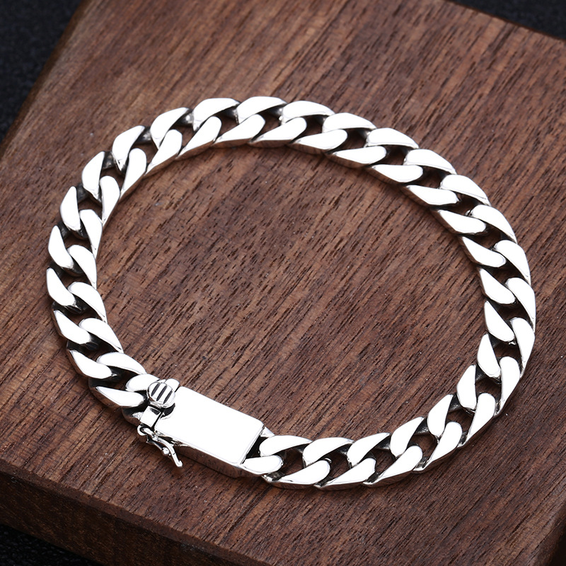 

Smooth Link Chain Bracelets Solid 925 Sterling Silver bracelet Vintage Handmade designer Mens Fashion Jewelry Accessories Gift