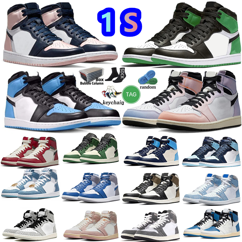 

With Box High 1 1s Men Basketball Shoes for Women Skyline Mocha Lucky Green University Blue Ture UNC Washed Black White Georgetown Mens Womens Trainers Sport Sneakers, Color-17
