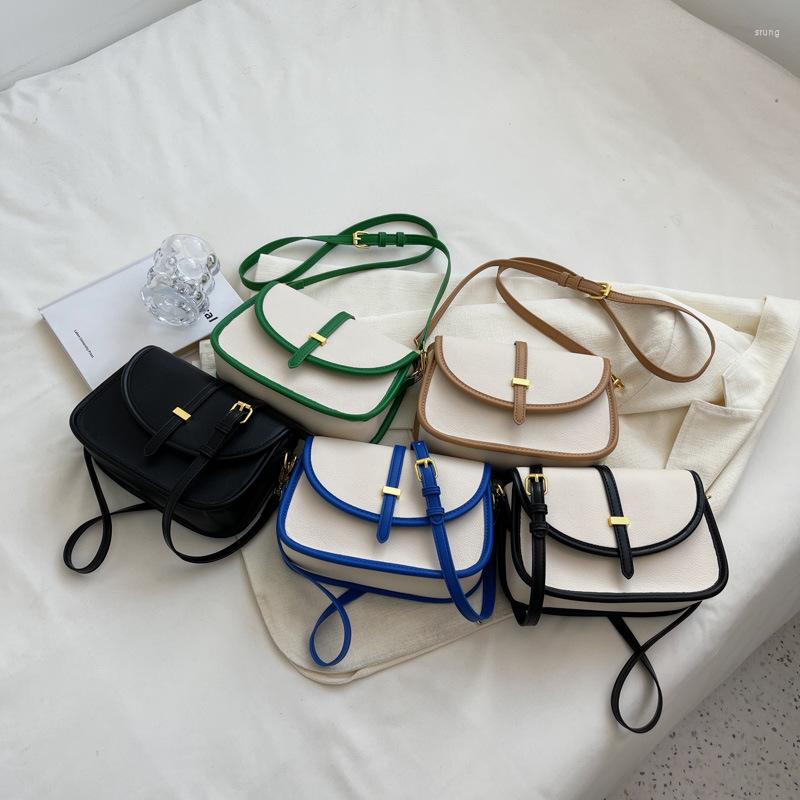 

Evening Bags 2023 Contrast Color One Shoulder Crossbody Bag French Small And Fashionable Square Women's Trend Handbag, Beige