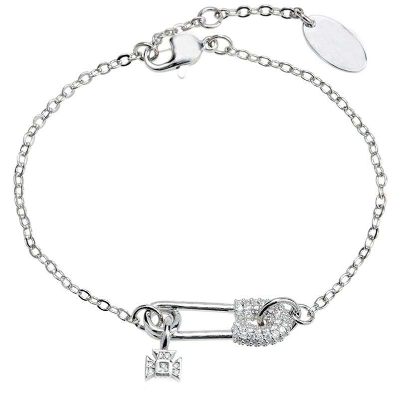 

Bangle XIAOJINGLING 2.0*2.5cm Full Crystal Safety Pin Saturn Charms Bracelet 18cm Wristband for Women Girl's Jewelry Gift W0871