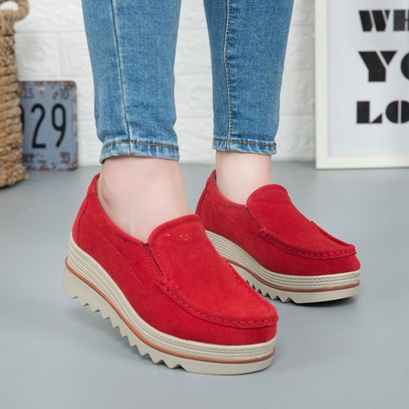 

Dress Shoes Spring Women Flats Platform Sneakers Slip On Leather Suede Ladies Loafers Moccasins Casual Creepers#N3, Picture shown