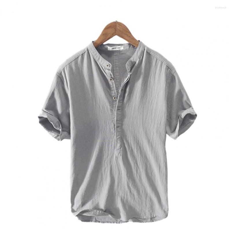 

Men's Casual Shirts Chic Men Shirt Soft Summer Short Sleeve Solid Color Thin Workwear, White