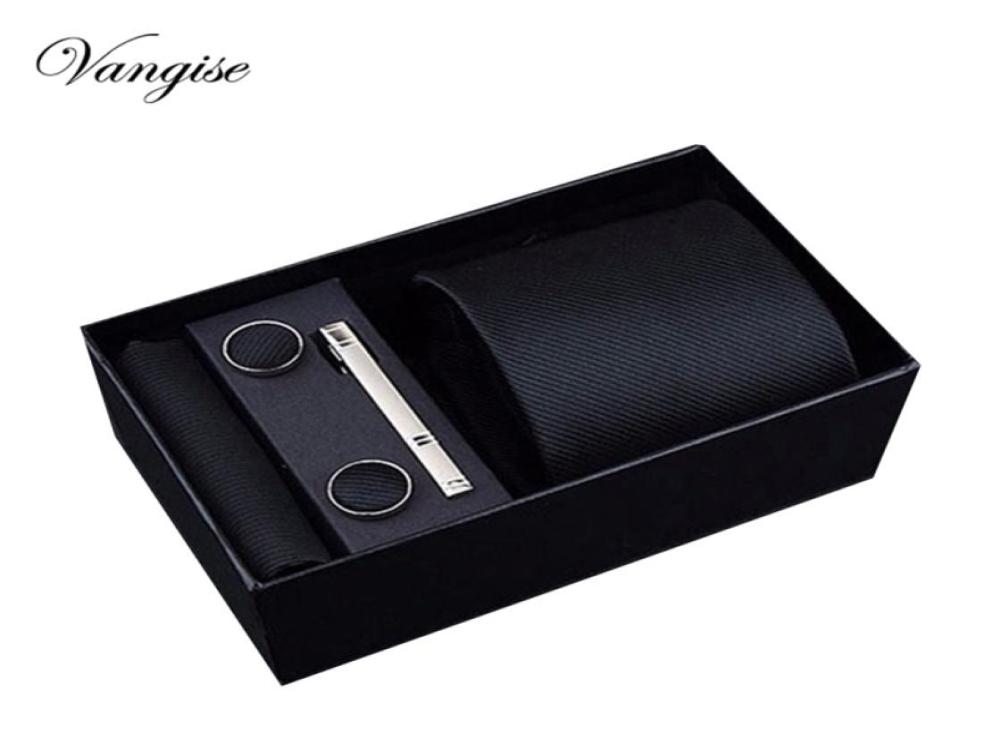 

Fashion 758 cm Wide Tie Sets Black blue red Men039s Neck Tie Hankerchiefs Cufflinks clip Box wedding gift silk handmade 220633768877