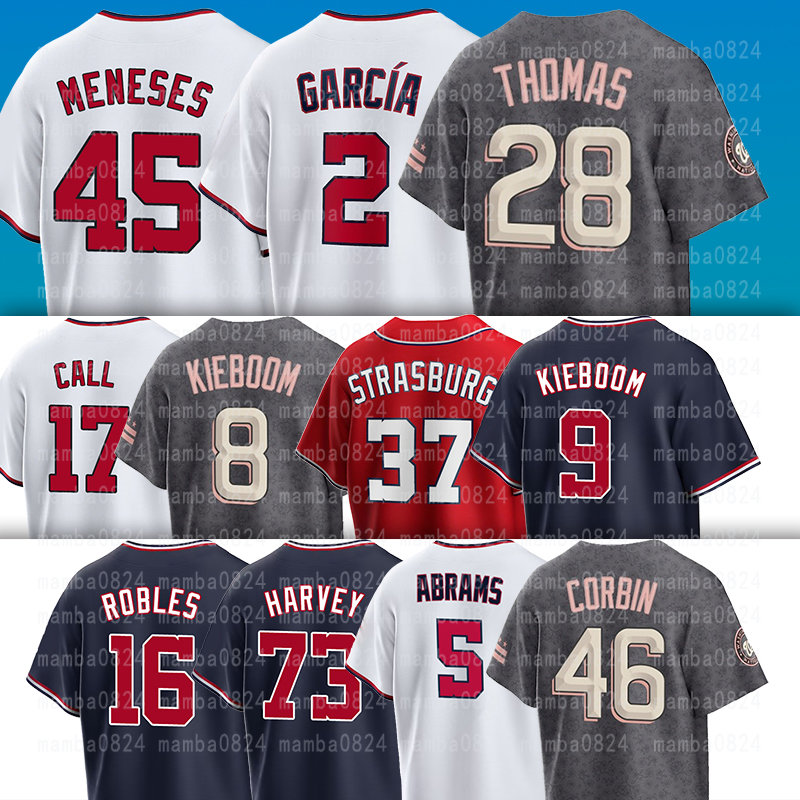 

Joey Meneses Baseball Jerseys Nationalses Luis Garcia Lane Thomas Washingtons Alex Call Carter Kieboom Stephen Strasburg Jeimer Candelario Victor Robles, Men(guo min )