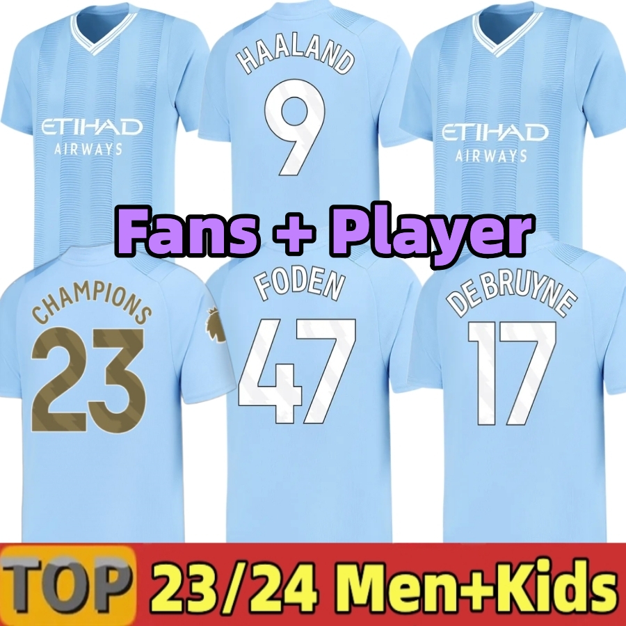 

23 24 HAALAND Soccer Jerseys DE BRUYNE PHILLIPS MANS CITIES GREALISH FERRAN MAHREZ FODEN BERNARDO JOAO CANCELO Z RODRIGO Football Shirt Men Kids Kit Sets Uniforms, 23 24 home kids