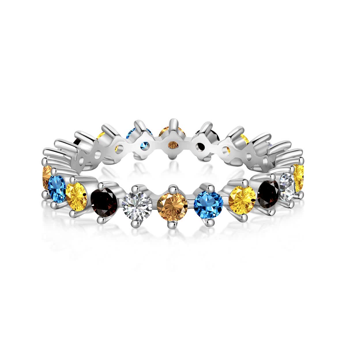 

GemKing NE120278 Doub Layered Gift Trendy Party Simple CZ 5A Elegant Bridal Wedding Silver Rings Women 925 Sterling