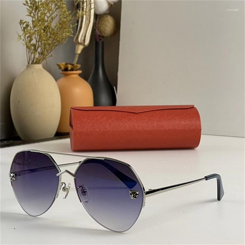 

Sunglasses Fashion Designer 0355 Mens Women Classic Metal Half Frame Pilot Shape Glasses Summer Business Leisure Style Eyewear