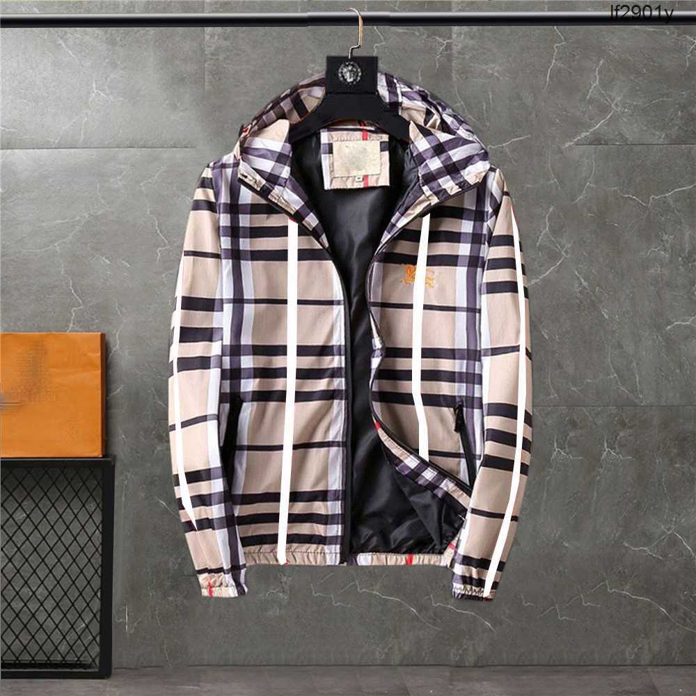 

Mens jacket designer black and white standup collar classic checked brand fashion multistyle hooded sport trench coat waterproof windproof casual zipp M1N1