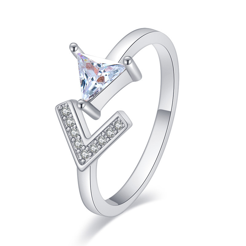 

Luxury AAA Cubic Zirconia Triangle Pattern Adjustable Rings for Women