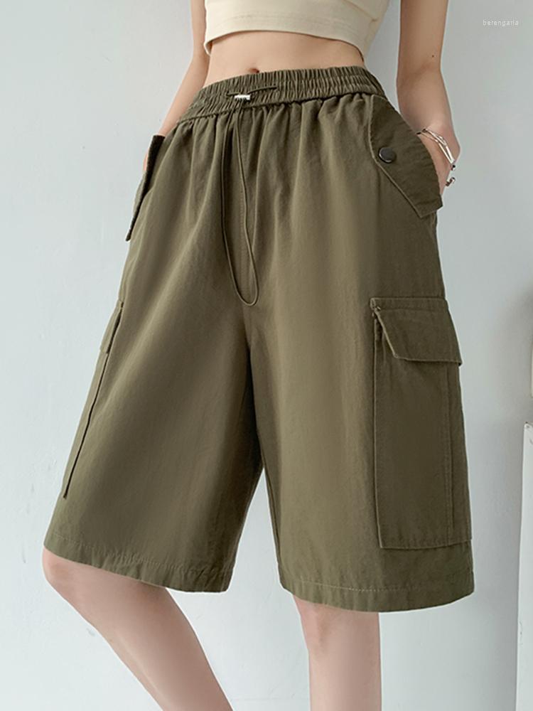 

Women's Shorts Leisure Workwear With Drawstring High Waisted Loose Fitting Wide Leg 2023 Summer Fashionable Clothing, Black