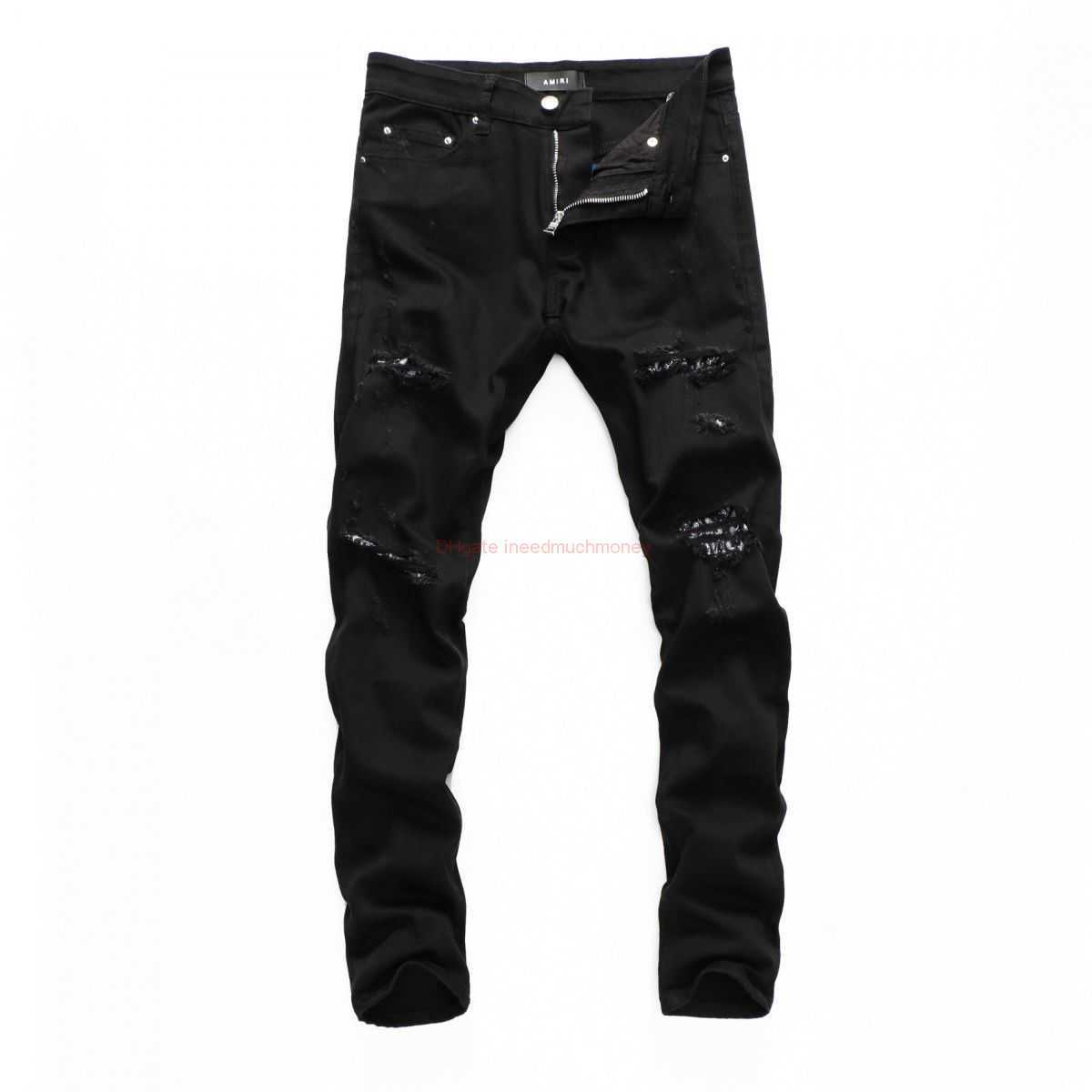 

Designer Clothing Amires Jeans Denim Pants 2021ins Social Black Trend Autumn Winter Inkjet Tease Girls University Nightclub Amies Jeans Nightclub Men Distressed R, Color as shown in the figure