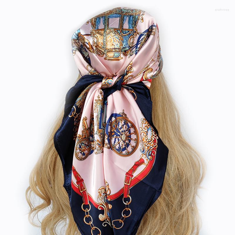 

Scarves 90 90cm Silk Scarf Scarftop Headwraps For Woman Fashion Four Seasons Hair Accessories Hijab Foulard Bandana Femme Headscarf